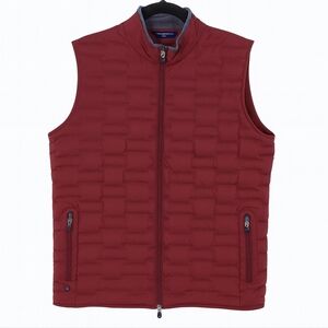 Peter Millar Crown Crafted Preppy Golf BLAZE Stitchless Baffle Vest Burgundy L
